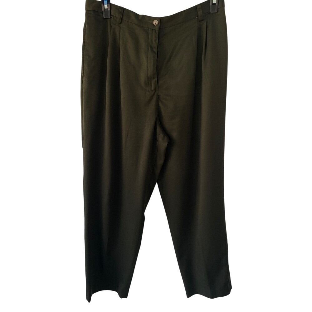Liz Claiborne‎ Lizsport Olive Green Pleated Trousers Career Casual Pant 16 EUC